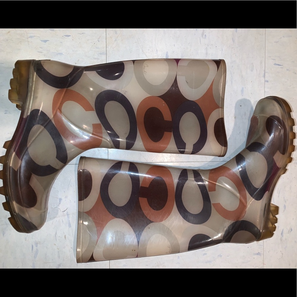 COACH RAIN BOOTS, used, size 8